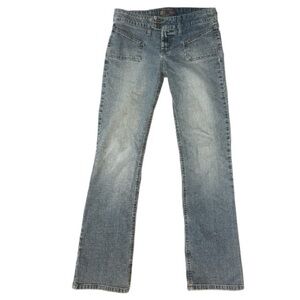 lei Y2K Vintage Double Button Low Rise Medium Wash Flare Jeans Size 9